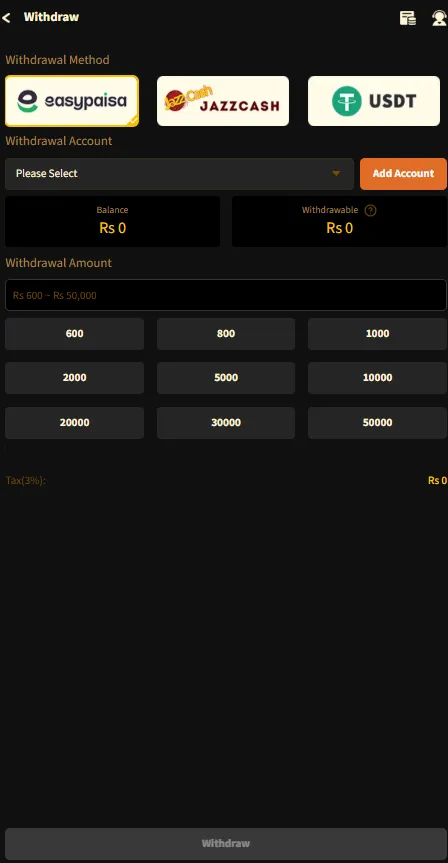 How to withdraw money from 2J Bet Pakistan via Easypaisa