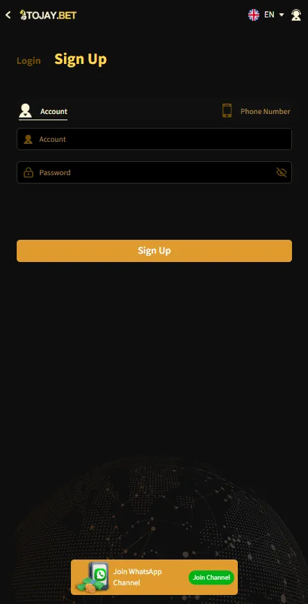 2J Bet Game registration: how to sign up via mobile app